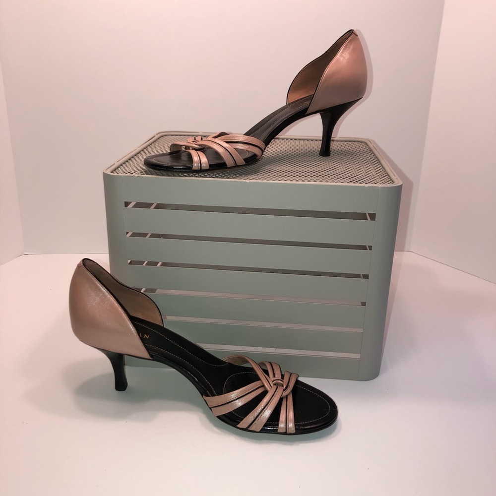 Cole Haan Blush and Black kitten heels.